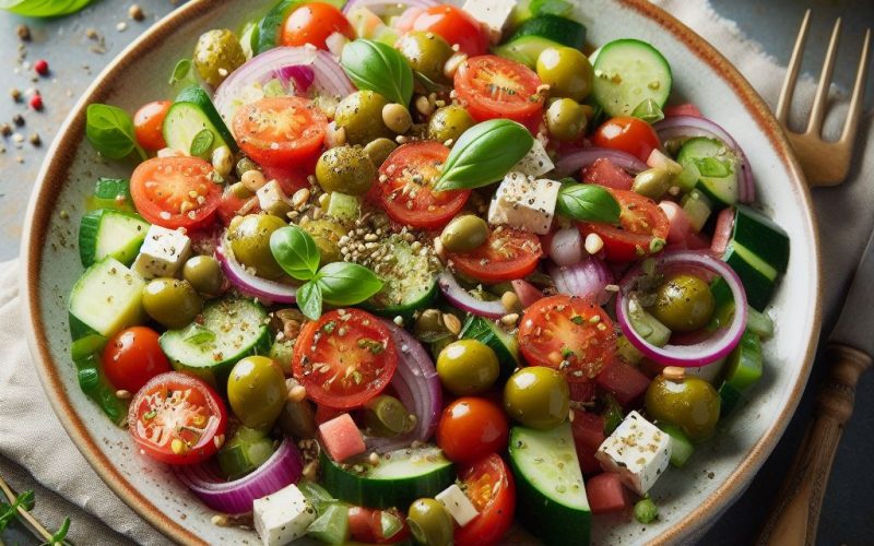 Mediterranean Style Chopped Salad With Oregano Vinaigrette